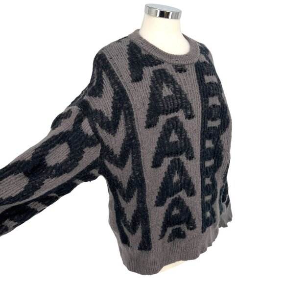 Marc Jacobs The Monogram Distressed Oversized Sweater Gray Black Size XL - Picture 4 of 16